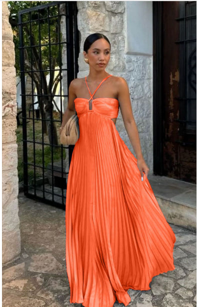 Robe Longue Chic à Bretelles – Élégance Moderne